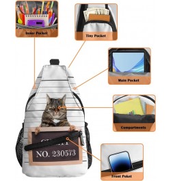 Sling Bag Crossbody Bag for Women Men Guilty Animal Crime Cat with Nunber Board No.230573 Waterproof Hiking Backpack Lightwei...