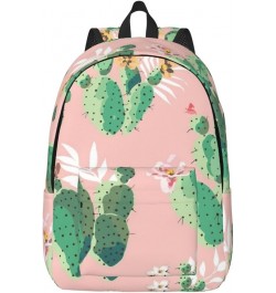 Tropical Cactus Print Lightweight Travel Canvas Backpack Casual Daypack For Men Women Work, Sports, Beach Black Medium $18.17...