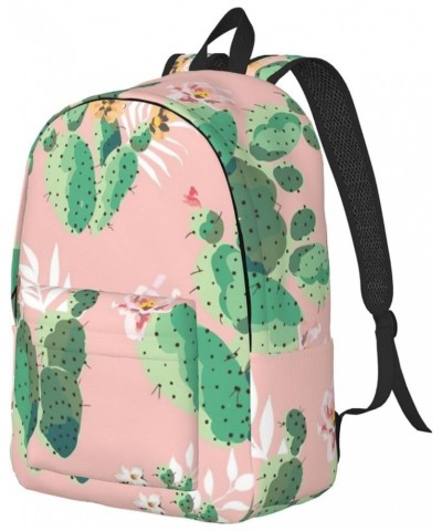 Tropical Cactus Print Lightweight Travel Canvas Backpack Casual Daypack For Men Women Work, Sports, Beach Black Medium $18.17...