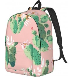 Tropical Cactus Print Lightweight Travel Canvas Backpack Casual Daypack For Men Women Work, Sports, Beach Black Medium $18.17...