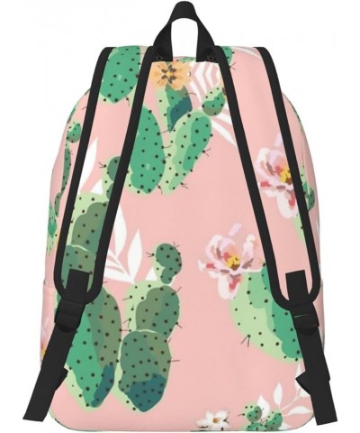 Tropical Cactus Print Lightweight Travel Canvas Backpack Casual Daypack For Men Women Work, Sports, Beach Black Medium $18.17...