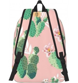 Tropical Cactus Print Lightweight Travel Canvas Backpack Casual Daypack For Men Women Work, Sports, Beach Black Medium $18.17...