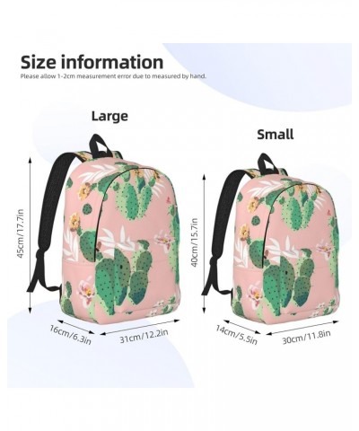 Tropical Cactus Print Lightweight Travel Canvas Backpack Casual Daypack For Men Women Work, Sports, Beach Black Medium $18.17...