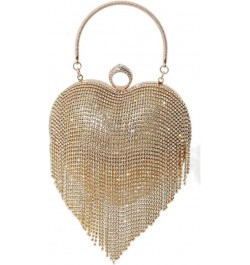 Heart-shaped Water Diamond Bag、tassel Studded Diamond Bag、heart-shaped Tassel Banquet Bag、heart Shaped Handbag Gold $15.77 Ev...