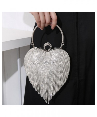 Heart-shaped Water Diamond Bag、tassel Studded Diamond Bag、heart-shaped Tassel Banquet Bag、heart Shaped Handbag Gold $15.77 Ev...