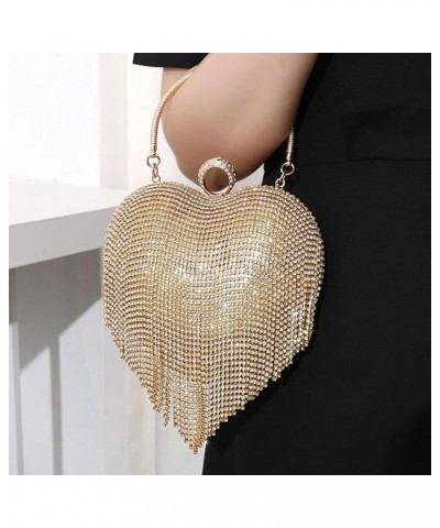 Heart-shaped Water Diamond Bag、tassel Studded Diamond Bag、heart-shaped Tassel Banquet Bag、heart Shaped Handbag Gold $15.77 Ev...