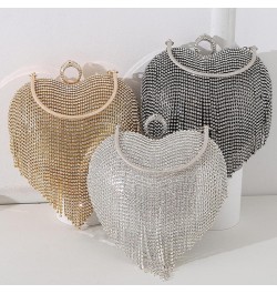 Heart-shaped Water Diamond Bag、tassel Studded Diamond Bag、heart-shaped Tassel Banquet Bag、heart Shaped Handbag Gold $15.77 Ev...