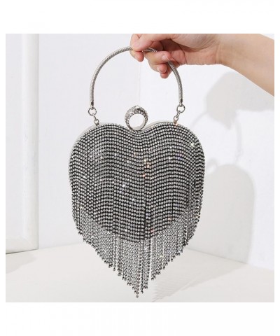 Heart-shaped Water Diamond Bag、tassel Studded Diamond Bag、heart-shaped Tassel Banquet Bag、heart Shaped Handbag Gold $15.77 Ev...