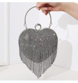 Heart-shaped Water Diamond Bag、tassel Studded Diamond Bag、heart-shaped Tassel Banquet Bag、heart Shaped Handbag Gold $15.77 Ev...