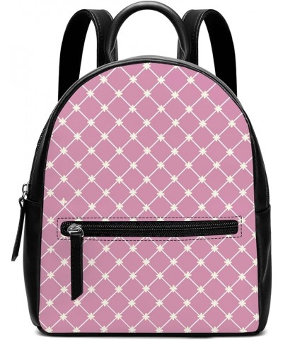 Small Preppy Aesthetic Women Backpack (Pink) Pink $11.47 Backpacks