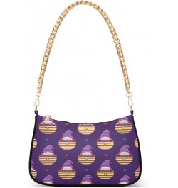 Purple Gnomes Shoulder Bag for Women Hobo Tote Handbag Gold Chain Crossbody Bag with Zipper Clutch Purse Handbags $15.67 Clut...