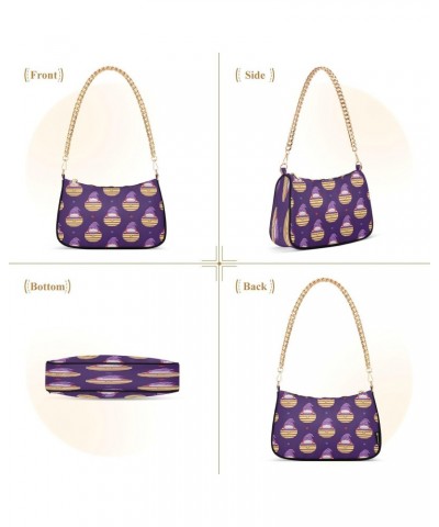 Purple Gnomes Shoulder Bag for Women Hobo Tote Handbag Gold Chain Crossbody Bag with Zipper Clutch Purse Handbags $15.67 Clut...