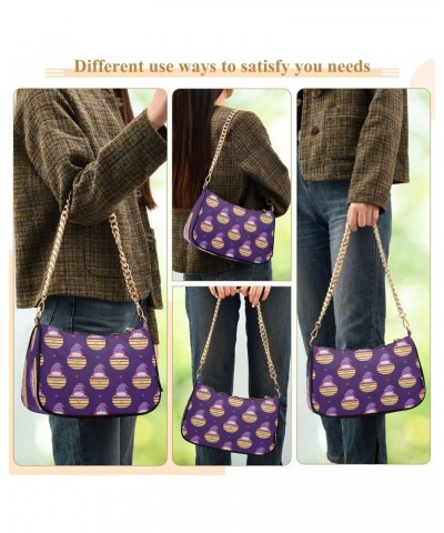 Purple Gnomes Shoulder Bag for Women Hobo Tote Handbag Gold Chain Crossbody Bag with Zipper Clutch Purse Handbags $15.67 Clut...