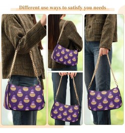 Purple Gnomes Shoulder Bag for Women Hobo Tote Handbag Gold Chain Crossbody Bag with Zipper Clutch Purse Handbags $15.67 Clut...