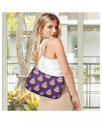 Purple Gnomes Shoulder Bag for Women Hobo Tote Handbag Gold Chain Crossbody Bag with Zipper Clutch Purse Handbags $15.67 Clut...