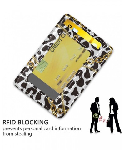 Golden Chains on Leopard Seamless Slim Minimalist Wallet Rfid Blocking Card Wallets PU Leather Front Pocket Wallets $10.07 Wa...