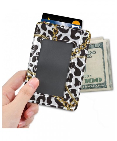 Golden Chains on Leopard Seamless Slim Minimalist Wallet Rfid Blocking Card Wallets PU Leather Front Pocket Wallets $10.07 Wa...