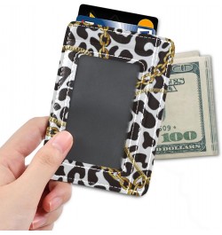 Golden Chains on Leopard Seamless Slim Minimalist Wallet Rfid Blocking Card Wallets PU Leather Front Pocket Wallets $10.07 Wa...