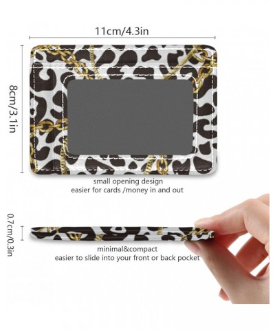 Golden Chains on Leopard Seamless Slim Minimalist Wallet Rfid Blocking Card Wallets PU Leather Front Pocket Wallets $10.07 Wa...