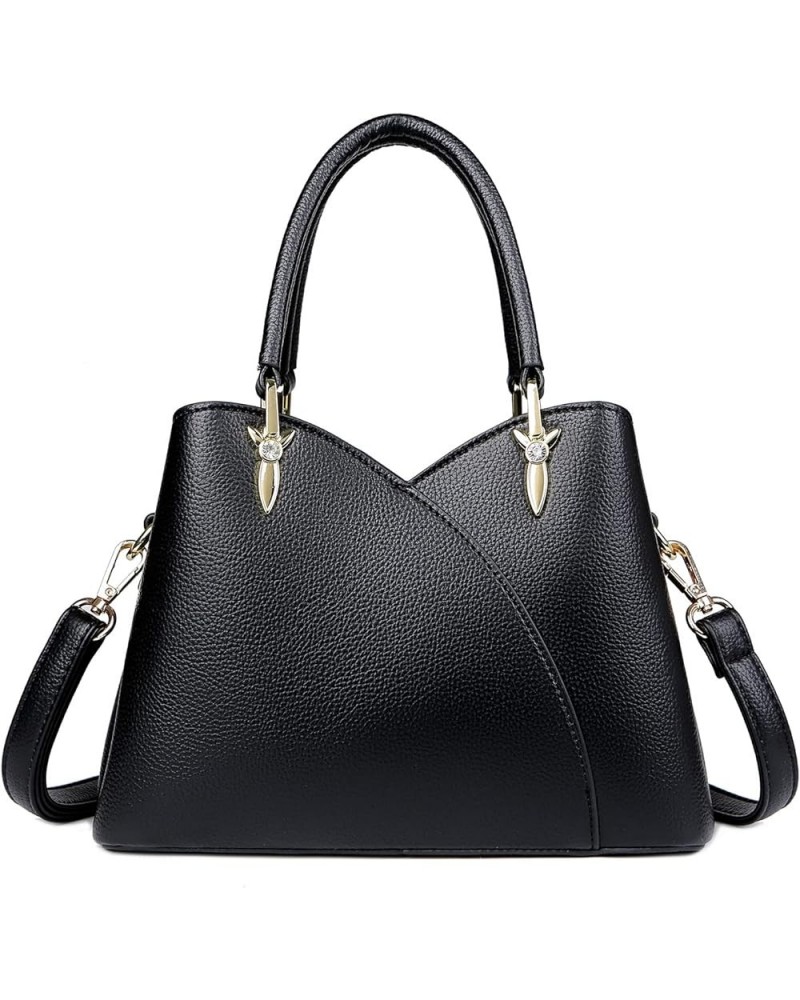 Ladies Trendy Handbags 2022 Latest Soft PU Leather Top Handle Satchel Shoulder Tote Bag for Women, Crossbody Bags Black $32.0...