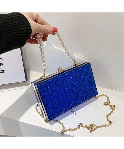 Clear Purse for Women, Acrylic Box Evening Clutch Bag, Mini Jelly Purse Transparent Blue $14.56 Evening Bags