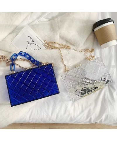 Clear Purse for Women, Acrylic Box Evening Clutch Bag, Mini Jelly Purse Transparent Blue $14.56 Evening Bags