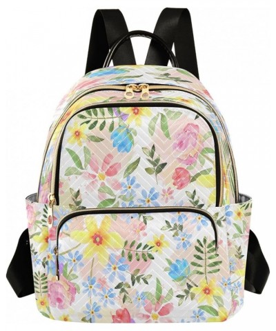 Vintage Blue Daisy Rose Blossom Women Backpack Purse Ladies Fashion Shoulder Bag Daypack Travel Bag 10L Small $16.10 Backpacks