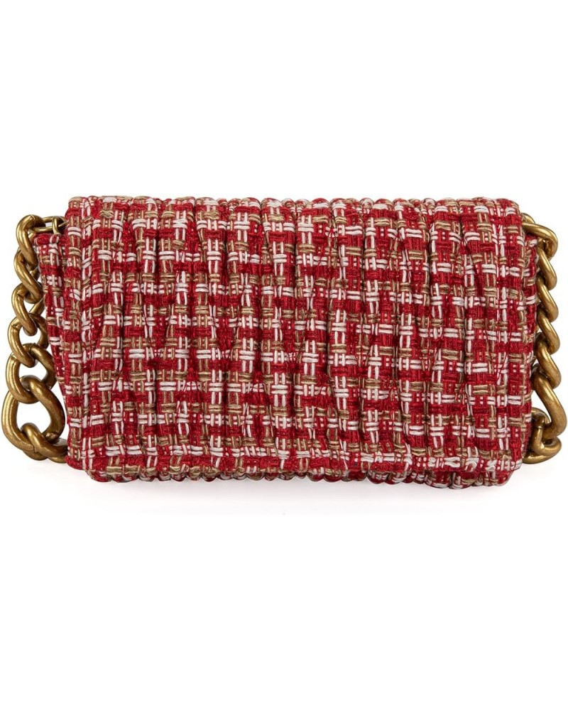 Quilted Handbags for Women Crossbody Bags Trendy Small Purses and Top Handle Handbags Z Red & Gold $17.10 Crossbody Bags