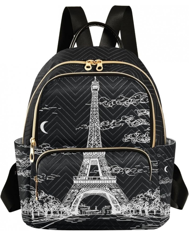 Night Eiffel Tower Small Backpack Purse for Women Travel Bag Fashion Daypack Back Pack Shoulder Bag Multicolor Medium $20.64 ...