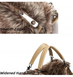 Shoulder Bag for Women Furry Plush Purse Elegant Satchel Handbag Large Capacity Top Handle Bag Vintage Crossbody Bag Brown $1...