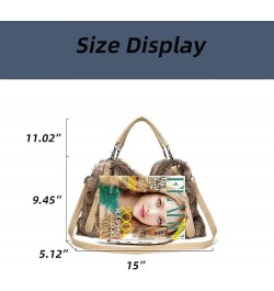 Shoulder Bag for Women Furry Plush Purse Elegant Satchel Handbag Large Capacity Top Handle Bag Vintage Crossbody Bag Brown $1...