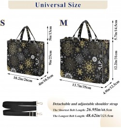 Christmas Golden Snowflakes Black Tote Bag Corduroy Bag Large Handbag Shoulder Bag Satchel Bag for Women $16.49 Totes