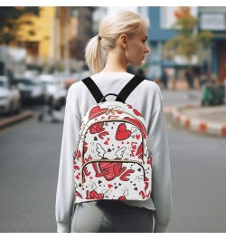 Valentine Cute Heart Pattern Mini Backpack Purse for Women, Funny Wing Hearts Lips Travel Backpack Fashion Backpack Lightweig...