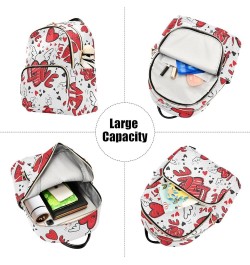 Valentine Cute Heart Pattern Mini Backpack Purse for Women, Funny Wing Hearts Lips Travel Backpack Fashion Backpack Lightweig...