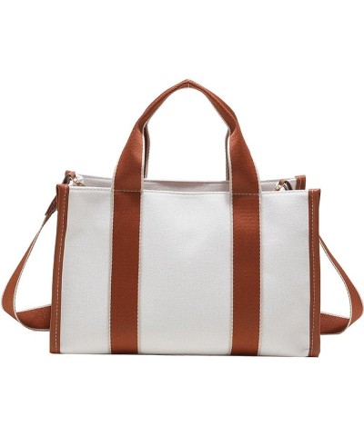 Fashion Canvas Bag Large Capacity Handbag Women's Commuter Shoulder Bag Crossbody Bag Tote Brown $13.74 Totes