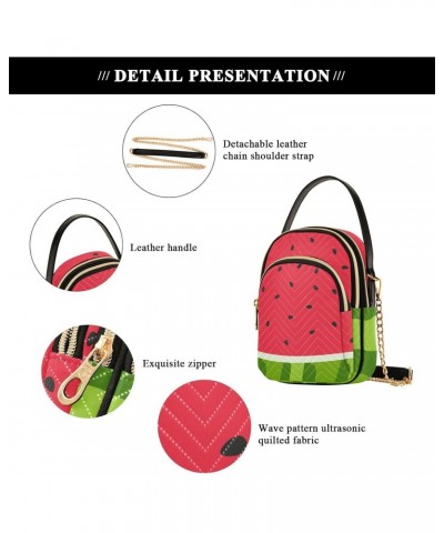 Small Cross body Bags for Women Watermelon Fruits Quilted Crossbody Cell Phone Shoulder Purse Handbags Wallet Detachable Chai...