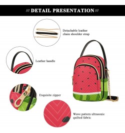 Small Cross body Bags for Women Watermelon Fruits Quilted Crossbody Cell Phone Shoulder Purse Handbags Wallet Detachable Chai...