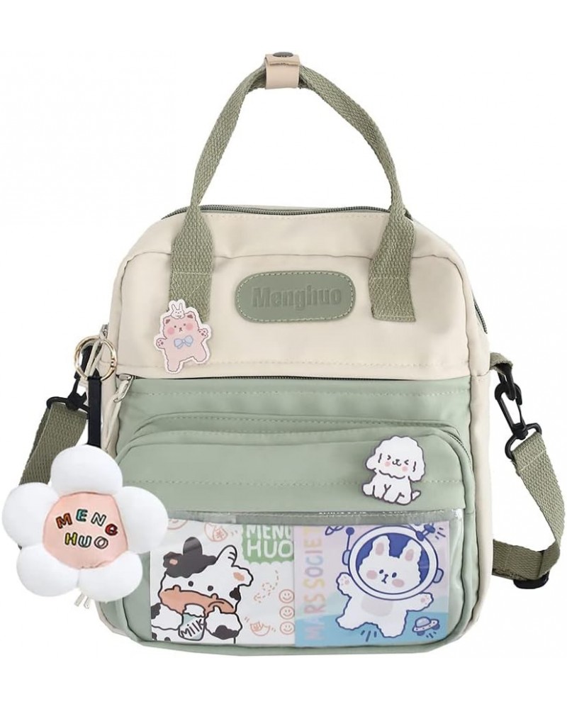 Kawaii Backpack Cute Messenger Bag Crossbody Canvas Tote Bag for Women Kawaii Ita Bag with Kawaii Accessories A01-green $10.7...