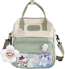 Kawaii Backpack Cute Messenger Bag Crossbody Canvas Tote Bag for Women Kawaii Ita Bag with Kawaii Accessories A01-green $10.7...