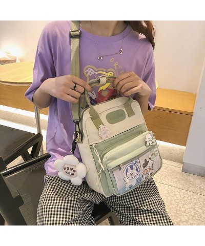 Kawaii Backpack Cute Messenger Bag Crossbody Canvas Tote Bag for Women Kawaii Ita Bag with Kawaii Accessories A01-green $10.7...