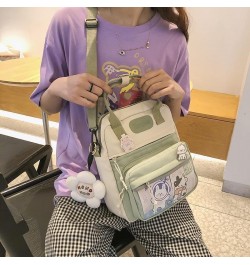 Kawaii Backpack Cute Messenger Bag Crossbody Canvas Tote Bag for Women Kawaii Ita Bag with Kawaii Accessories A01-green $10.7...