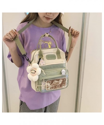 Kawaii Backpack Cute Messenger Bag Crossbody Canvas Tote Bag for Women Kawaii Ita Bag with Kawaii Accessories A01-green $10.7...