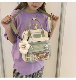 Kawaii Backpack Cute Messenger Bag Crossbody Canvas Tote Bag for Women Kawaii Ita Bag with Kawaii Accessories A01-green $10.7...