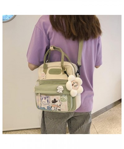 Kawaii Backpack Cute Messenger Bag Crossbody Canvas Tote Bag for Women Kawaii Ita Bag with Kawaii Accessories A01-green $10.7...