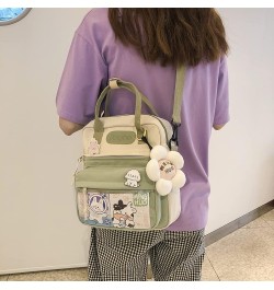 Kawaii Backpack Cute Messenger Bag Crossbody Canvas Tote Bag for Women Kawaii Ita Bag with Kawaii Accessories A01-green $10.7...