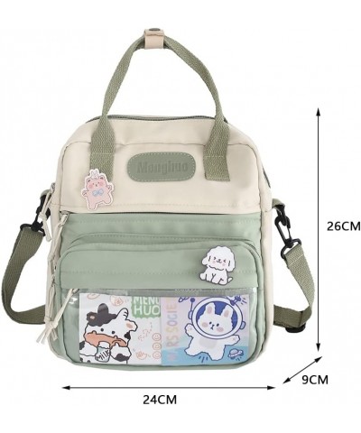 Kawaii Backpack Cute Messenger Bag Crossbody Canvas Tote Bag for Women Kawaii Ita Bag with Kawaii Accessories A01-green $10.7...