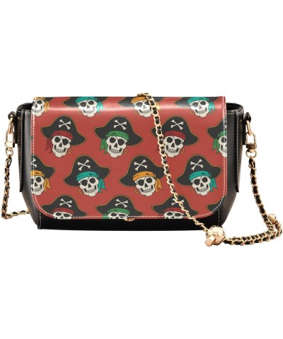 Red Pirates Skulls Crossbody bags for Women Small Crossbody Purses with Adjustable Strap Cell Phone Purse Cross Body Bag for ...