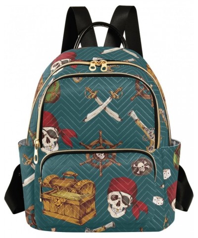 Colored Pirates Skull Saber Fashion Backpack Purse for Women Multipurpose Casual Daypack with Multi Pockets & Secured Zipper ...