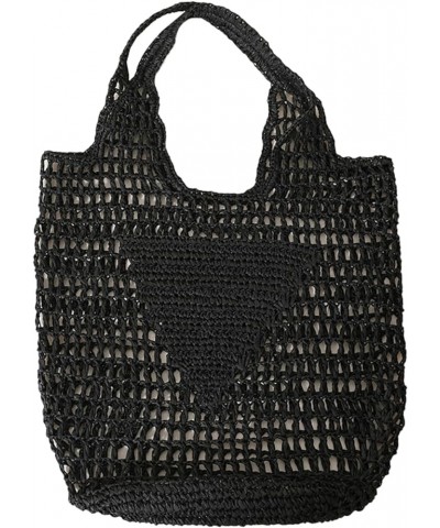 Beach Bags for Women Straw Woven Handbag Raffia Hobo Beach Tote Mesh Woven Crochet Summer Vacation Shoulder Purse Black $27.8...