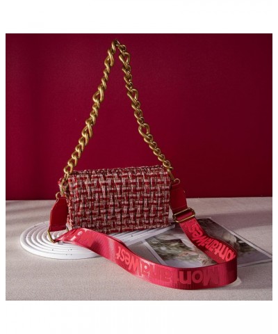 Quilted Handbags for Women Crossbody Bags Trendy Small Purses and Top Handle Handbags Z Red & Gold $17.10 Crossbody Bags